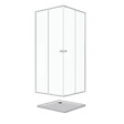AURLANE - Pack porte de douche coulissante blanc de 78 à 90x185cm + receveur 80x80 - WHITY SLIDE - vignette