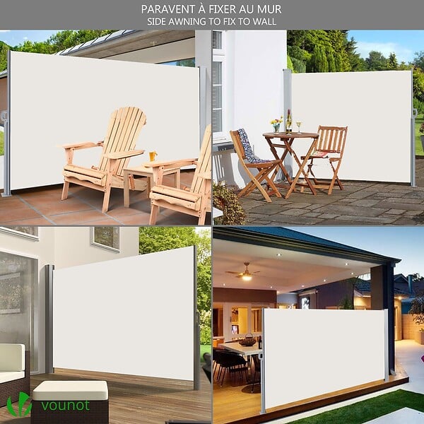 VOUNOT - Paravent retractable avec housse de protection 140x300cm Beige - large