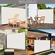 VOUNOT - Paravent retractable avec housse de protection 140x300cm Beige - vignette