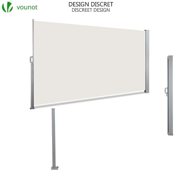 VOUNOT - Paravent retractable avec housse de protection 160x300cm Beige - large