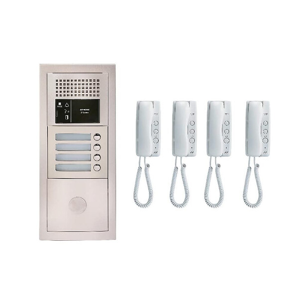 AIPHONE - Pack audio pour 4 logements encastré avec 4 combinés - Blanc - large