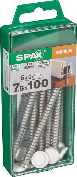 SPAXFRANCE - Vis à châssis PVC - 6 pièces - Diam.7,5xH.100mm - large