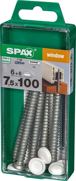 SPAXFRANCE - Vis à châssis PVC - 6 pièces - Diam.7,5xH.100mm - large