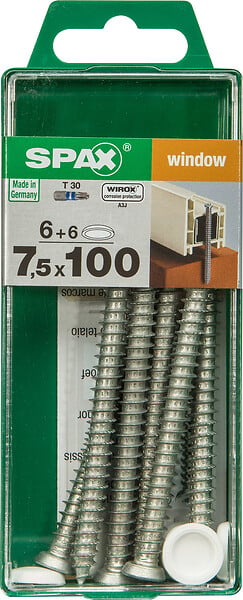 SPAXFRANCE - Vis à châssis PVC - 6 pièces - Diam.7,5xH.100mm - large