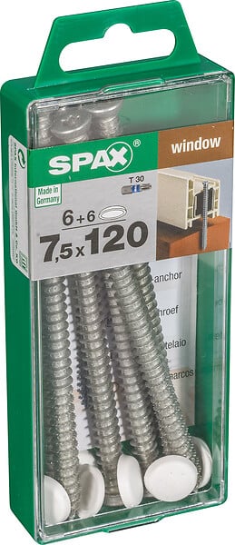SPAXFRANCE - Vis pour châssis PVC - Diam.7,5xH.120mm - large