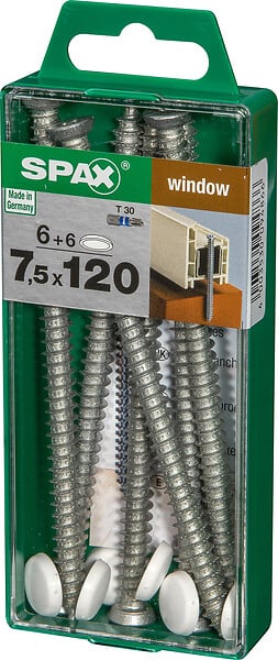 SPAXFRANCE - Vis pour châssis PVC - Diam.7,5xH.120mm - large