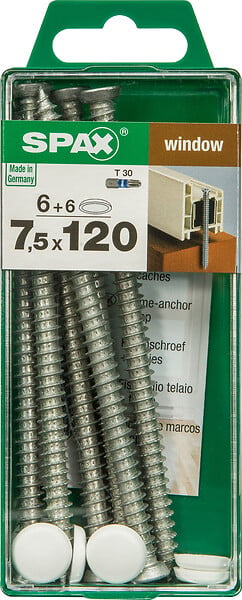 SPAXFRANCE - Vis pour châssis PVC - Diam.7,5xH.120mm - large