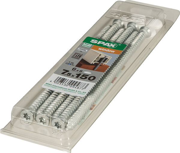 SPAXFRANCE - Vis d'ancrage châssis PVC RA - 6 pièces - Diam.7,5xH.150mm - large