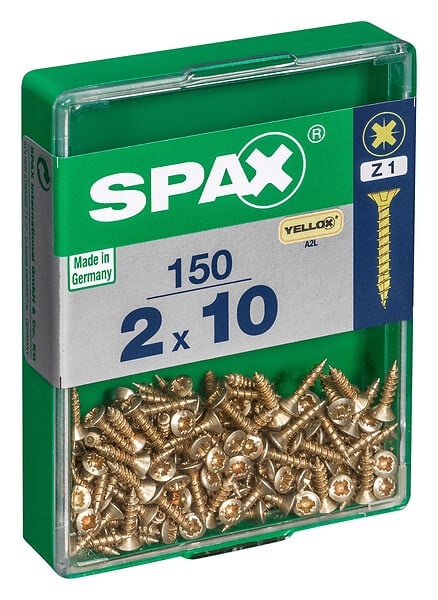 SPAXFRANCE - Vis à bois en acier - Yellox - 150 pièces - Diam.2xH.10mm - large