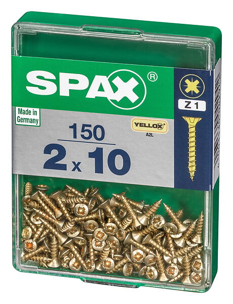 SPAXFRANCE - Vis à bois en acier - Yellox - 150 pièces - Diam.2xH.10mm - large