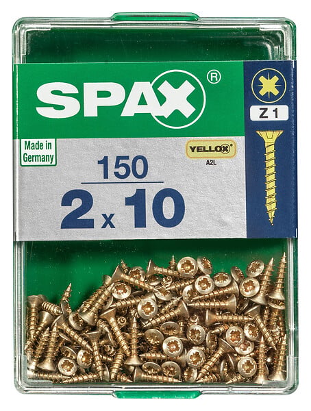 SPAXFRANCE - Vis à bois en acier - Yellox - 150 pièces - Diam.2xH.10mm - large