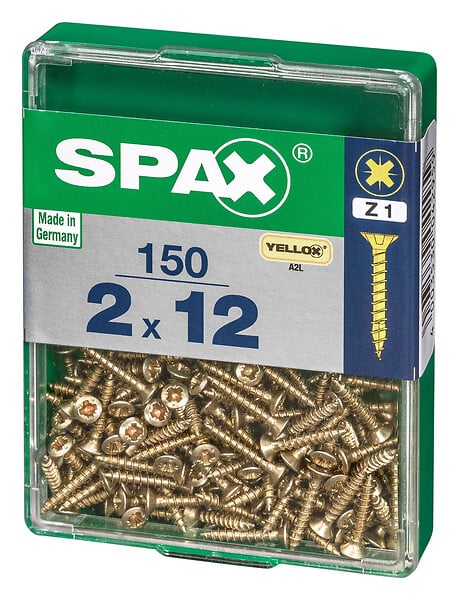 SPAXFRANCE - Vis à bois en acier Pozidriv - Yellox - 150 pièces - Diam.2xH.12mm - large