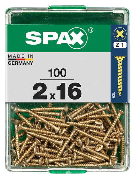 SPAXFRANCE - Vis universelle en acier - Yellox - 100 pièces - Diam.2xH.16mm - large