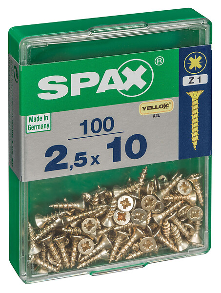 SPAXFRANCE - Vis universelle - Tête fraisée - 100 pièces - Diam.2,5xH.10mm - large