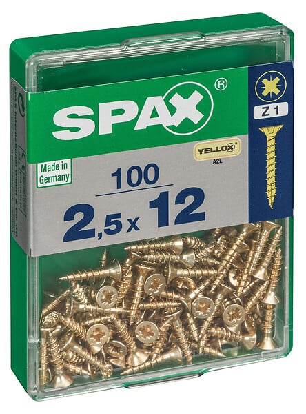 SPAXFRANCE - Vis universelle en acier - Pozidriv - 100 pièces - Diam.2,5xH.12mm - large
