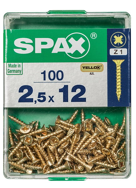 SPAXFRANCE - Vis universelle en acier - Pozidriv - 100 pièces - Diam.2,5xH.12mm - large