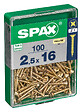 SPAXFRANCE - Vis à bois - Tête fraisée PZ - 100 pièces - Diam.2,5xH.16mm - vignette