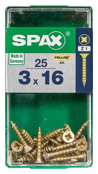 SPAXFRANCE - Vis à bois universelles - 25 pièces - Diam.3xH.16mm - large