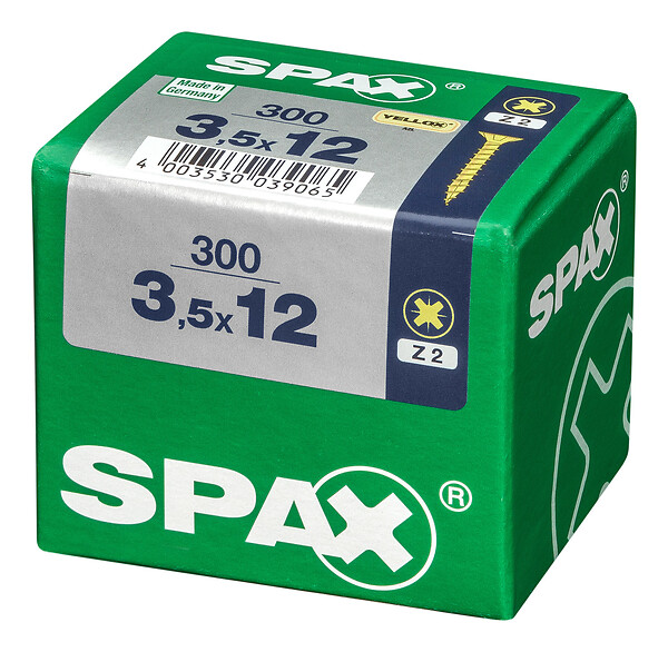SPAXFRANCE - Vis à bois universelle - Yellox - 300 pièces - Diam.3,5xH.12mm - large