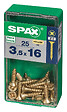 SPAXFRANCE - Vis à bois - Tête fraisée PZ - 25 pièces - Diam.3,5xH.16mm - vignette