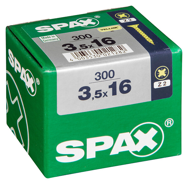 SPAXFRANCE - Vis universelle Yellox - 300 pièces - Diam.3,5xH.16mm - large