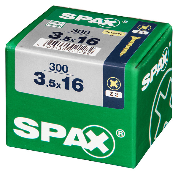SPAXFRANCE - Vis universelle Yellox - 300 pièces - Diam.3,5xH.16mm - large