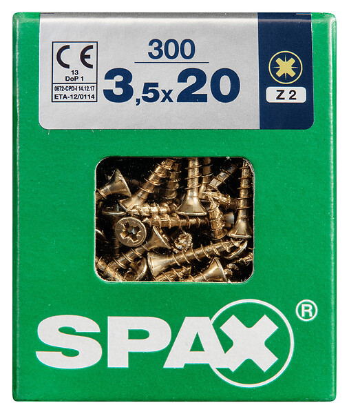SPAXFRANCE - Vis universelle en acier Yellox - 300 pièces - Diam.3,5xH.20mm - large