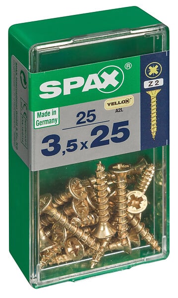 SPAXFRANCE - Vis universelle en acier - Yellox - 25 pièces - Diam.3,5xH.25mm - large