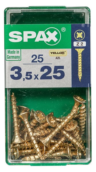 SPAXFRANCE - Vis universelle en acier - Yellox - 25 pièces - Diam.3,5xH.25mm - large