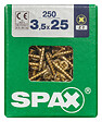 SPAXFRANCE - Vis en acier Yellox - Tête fraisée - 250 pièces - Diam.3,5xH.25mm - vignette