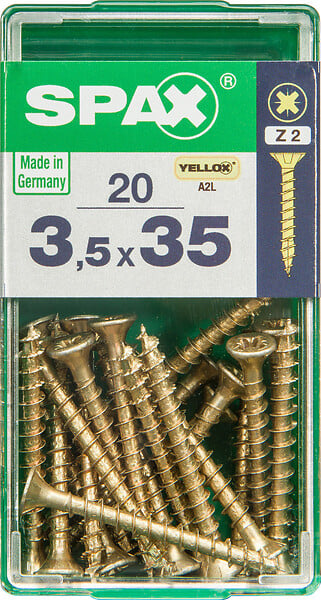 SPAXFRANCE - Vis universelle en acier - 20 pièces - Diam.3,5xH.35mm - large