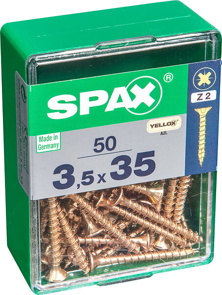 SPAXFRANCE - Vis à bois universelle - 50 pièces - Diam.3,5xH.35mm - large