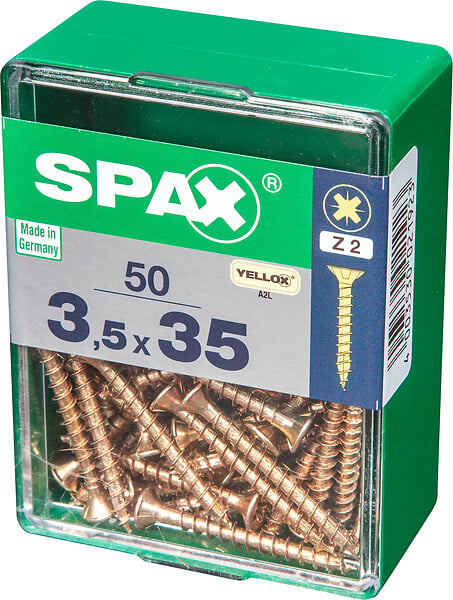 SPAXFRANCE - Vis à bois universelle - 50 pièces - Diam.3,5xH.35mm - large