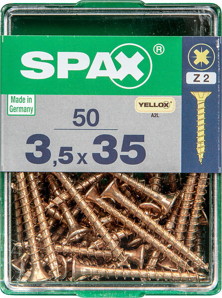 SPAXFRANCE - Vis à bois universelle - 50 pièces - Diam.3,5xH.35mm - large