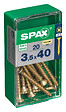 SPAXFRANCE - Vis universelle en acier - Tête fraisée PZ - Yellox - 20 pièces - Diam.3,5xH.40mm - vignette