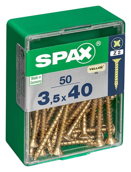 SPAXFRANCE - Vis universelle en acier Yellox - 50 pièces - Diam.3,5xH.40mm - large