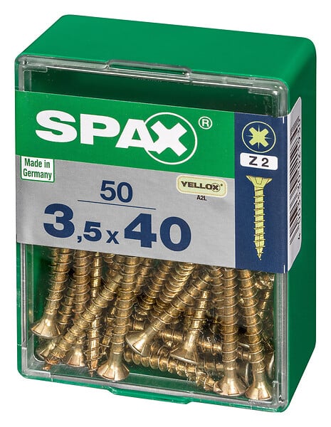 SPAXFRANCE - Vis universelle en acier Yellox - 50 pièces - Diam.3,5xH.40mm - large
