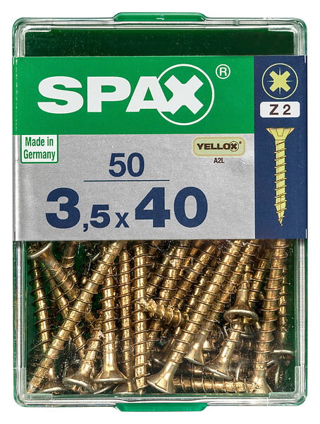 SPAXFRANCE - Vis universelle en acier Yellox - 50 pièces - Diam.3,5xH.40mm - large