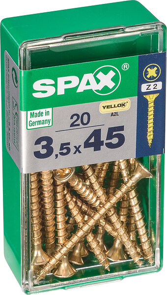 SPAXFRANCE - Vis universelle SPAX - Yellox - 20 pièces - Diam.3,5xH.45mm - large