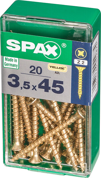 SPAXFRANCE - Vis universelle SPAX - Yellox - 20 pièces - Diam.3,5xH.45mm - large
