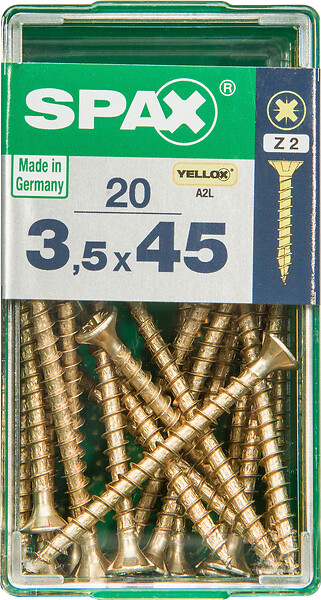 SPAXFRANCE - Vis universelle SPAX - Yellox - 20 pièces - Diam.3,5xH.45mm - large