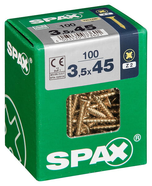SPAXFRANCE - Vis universelle - 100 pièces - Diam.3,5xH.45mm - large