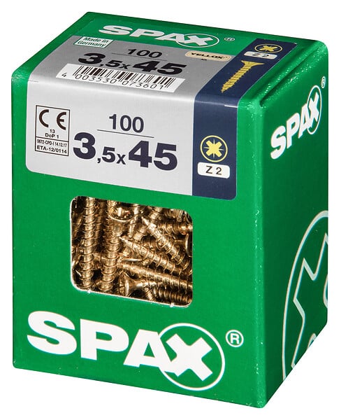 SPAXFRANCE - Vis universelle - 100 pièces - Diam.3,5xH.45mm - large