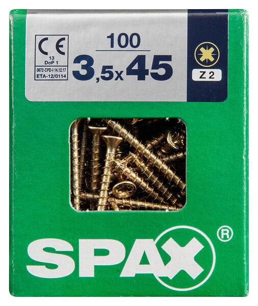 SPAXFRANCE - Vis universelle - 100 pièces - Diam.3,5xH.45mm - large