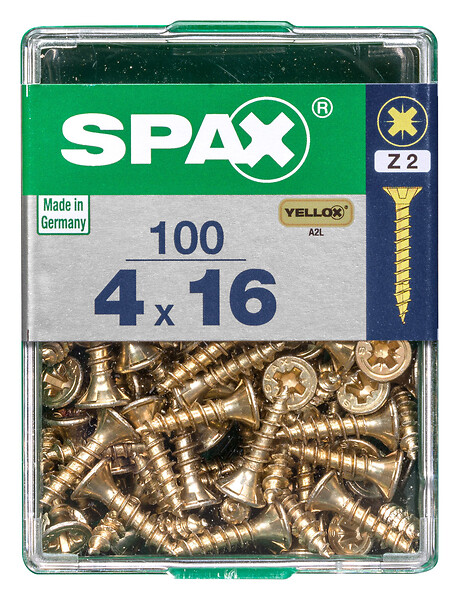 SPAXFRANCE - Vis universelle PZ2 - 100 pièces - Diam.4xH.16mm - large