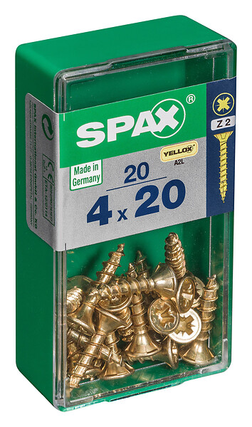 SPAXFRANCE - Vis universelle en acier - Yellox - 20 pièces - Diam.4xH.20mm - large