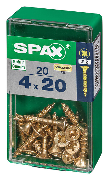 SPAXFRANCE - Vis universelle en acier - Yellox - 20 pièces - Diam.4xH.20mm - large