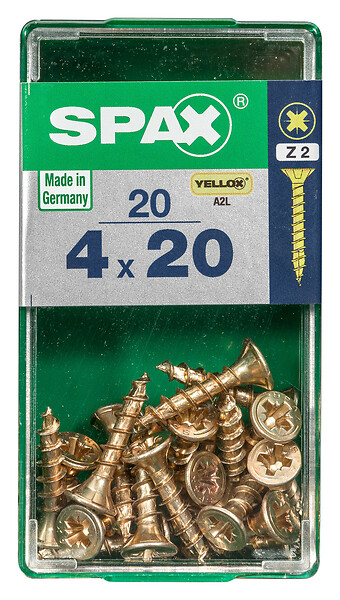 SPAXFRANCE - Vis universelle en acier - Yellox - 20 pièces - Diam.4xH.20mm - large
