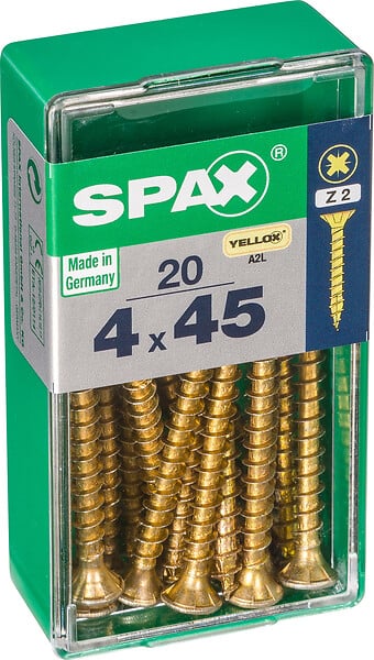 SPAXFRANCE - Vis à bois - Tête fraisée Pozidriv - 20 pièces - Diam.4xH.45mm - large