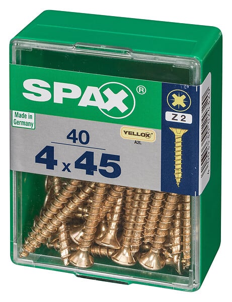 SPAXFRANCE - Vis à bois universelles - Jaune Yellox - 40 pièces - Diam.4xH.45mm - large